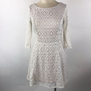 3/$25 🛍 Lily Rose Fit Flare Dress Cream/Nude
